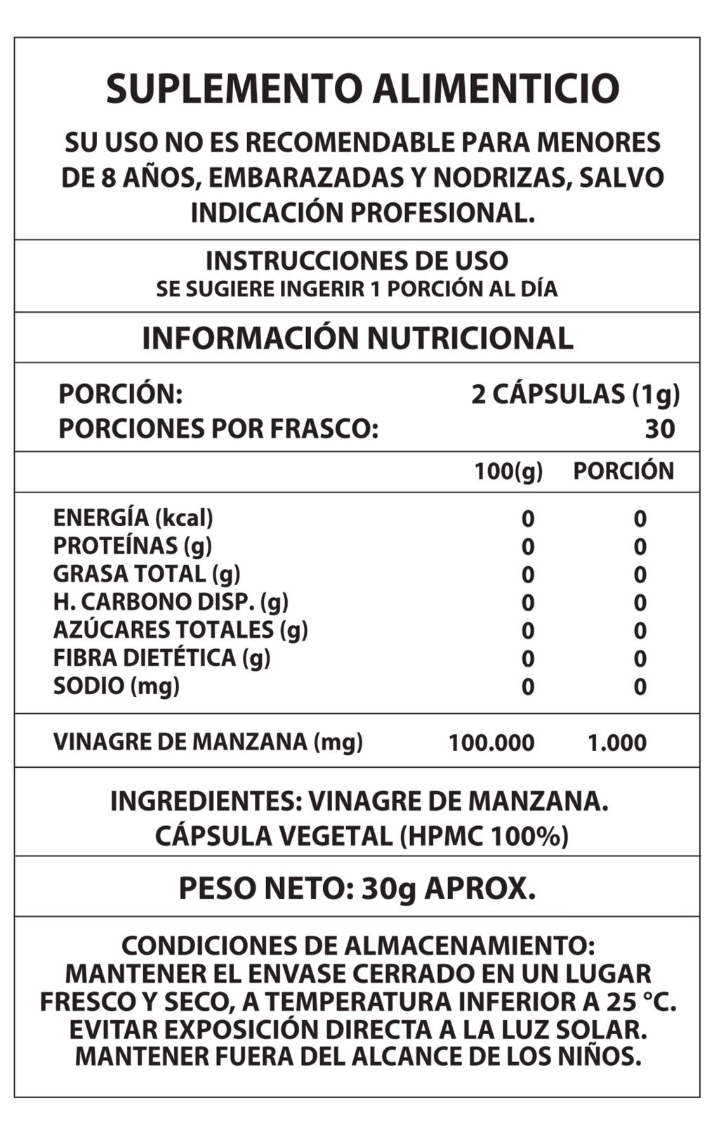 VINAGRE DE MANZANA 60CAPS